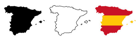 vector illustration of map of Spain with flag - map of spainのイラスト素材