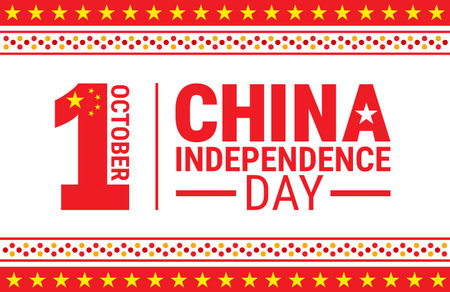 China Independence Day. 1st of July. Template for background, banner, card, poster with text inscription. Vector illustrationのイラスト素材