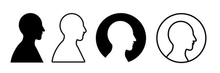 Human profile icons set. Male and female head silhouette. Vector illustrationのイラスト素材