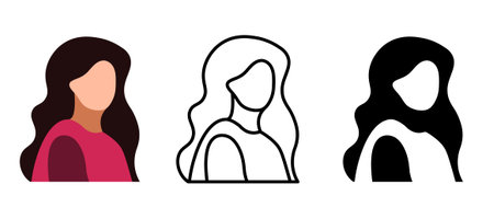 Avatar woman icon set, outline and glyph version, vector illustration.のイラスト素材