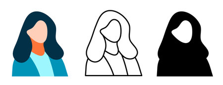 Avatar of a woman in a flat style. Vector illustration.のイラスト素材