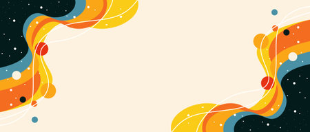 Abstract background with waves and circles. Vector illustration for your design.のイラスト素材