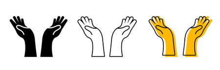 Set of hands with different gestures. Vector illustration in flat style.のイラスト素材