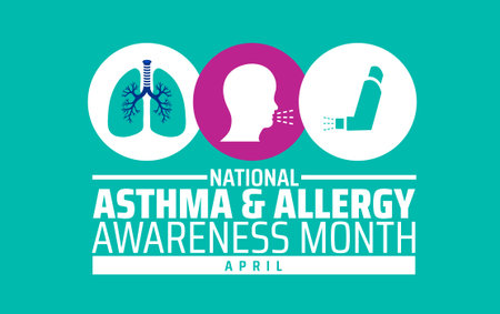 National Asthma Awareness Month. April. Holiday concept. Template for background, banner, card, poster with text inscription.のイラスト素材