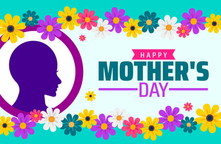 Happy Mother's Day. Woman silhouette face with flowers. Vector illustrationのイラスト素材