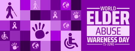World Aids Awareness Day horizontal banner with flat icons and text isolated on purple backgroundのイラスト素材