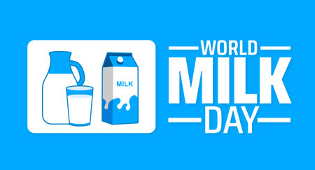 World Milk Day. Vector illustration. Design template for banner, poster or print.のイラスト素材