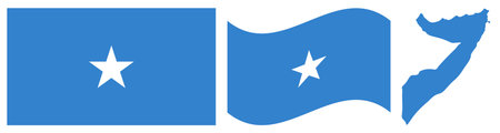 Somalia Flag Waving Icon Isolated on a White Backgroundのイラスト素材