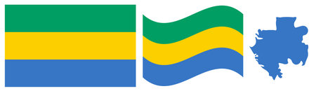 Flag of Gabon in official colors and proportions, vector illustration.のイラスト素材