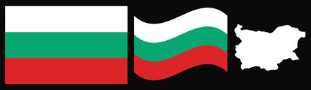 Bulgaria map flag waving in the wind. Vector illustration.のイラスト素材