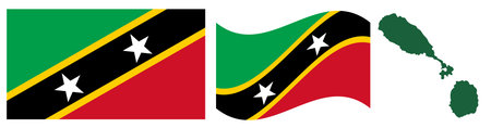 vector illustration of Saint Kitts and Nevis flag waving in the windのイラスト素材
