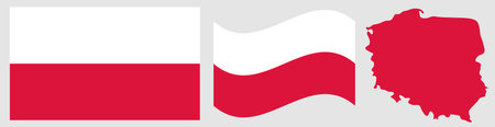 Poland map and flag vector illustration. Poland map and flag.のイラスト素材