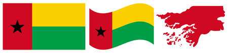 Illustration of the flag of Guinea-Bissau on a white backgroundのイラスト素材