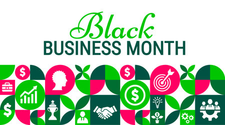 Black Business Month. Holiday concept. Template for background, banner, card, poster with text inscription.のイラスト素材