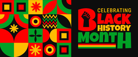 Black History Month. Vector illustration with geometric elements on black background.
