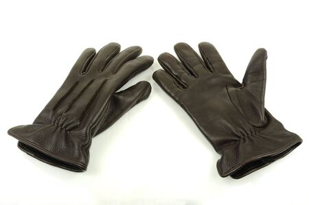 soft leather gloves isolated on whiteの写真素材