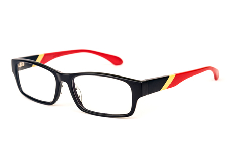Fashionable pair of spectacles isolated over white background.の写真素材