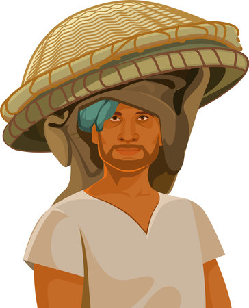 Indian rural farmer worker going for workのイラスト素材