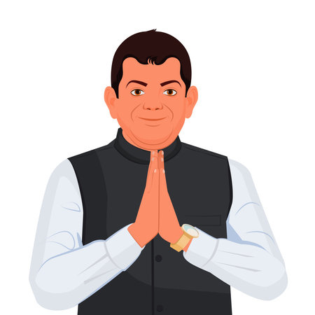 Indian young Politician, Indian man politician showing namaskarのイラスト素材