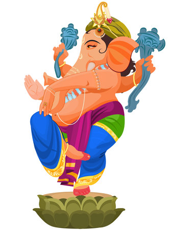 Lord Ganesha, Happy Ganesh Chaturthiのイラスト素材