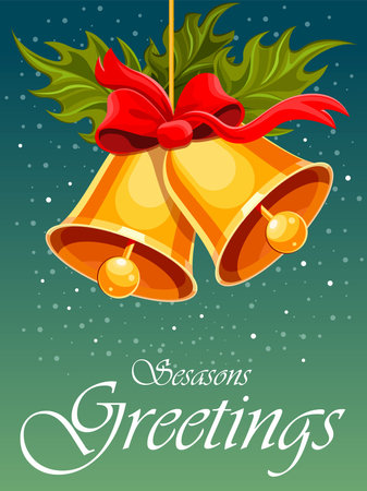 Christmas Greeting, Universal creative artistic template with Christmas bellsのイラスト素材