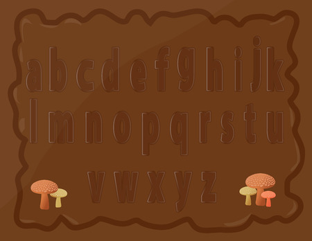 Small English alphabets on a chocolate bar, in vector format.のイラスト素材