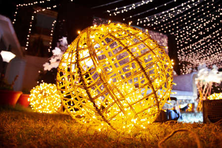 Wedding party Decoration with globe lightの写真素材