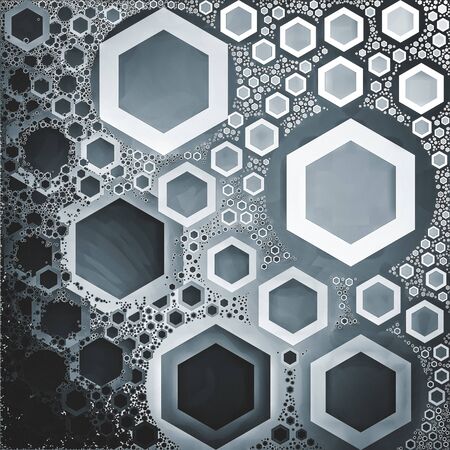 Silvered colored hexagonal shapes with different sizes perfect for templates background.
