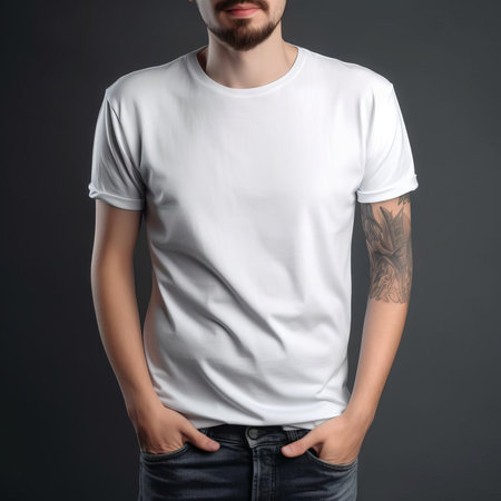 White T-Shirt Mockup Model, AI Generatedの素材