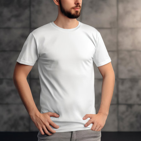 White T-Shirt Mockup Model, AI Generatedの素材