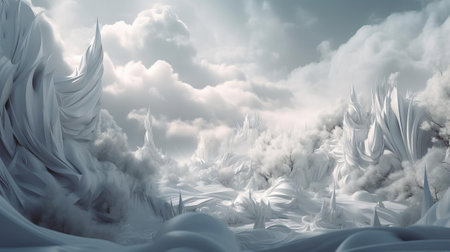 Otherworldly Art: White Background, AI Generatedの素材