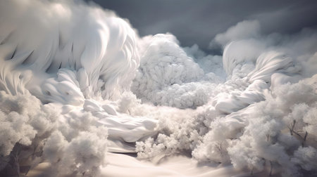 Otherworldly Art: White Background, AI Generatedの素材