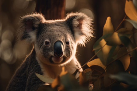 Cozy Koala in Leafy Paradise, AI Generatedの素材