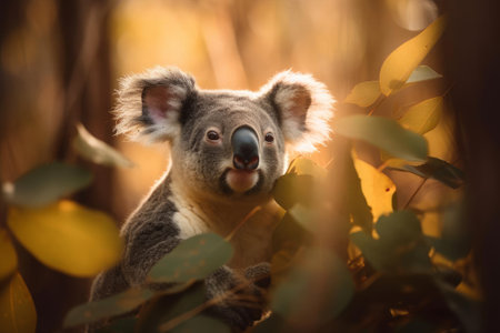 Cozy Koala in Leafy Paradise, AI Generatedの素材