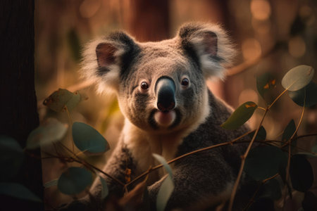Cozy Koala in Leafy Paradise, AI Generatedの素材
