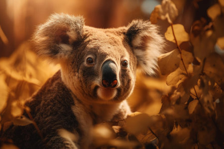 Cozy Koala in Leafy Paradise, AI Generatedの素材
