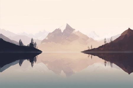 Lake Reflection Landscape AI Generatedの素材