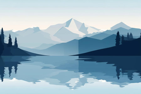 Lake Reflection Landscape AI Generatedの素材