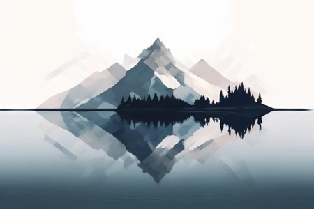 Lake Reflection Landscape AI Generatedの素材