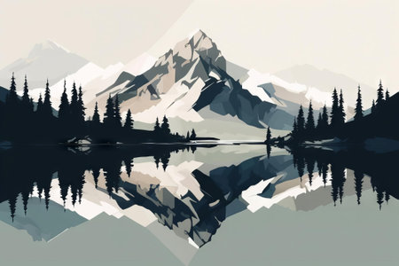 Lake Reflection Landscape AI Generatedの素材