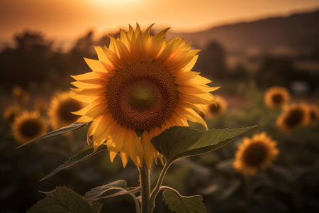 Sunflower Field Close-Up Splendor AIの素材