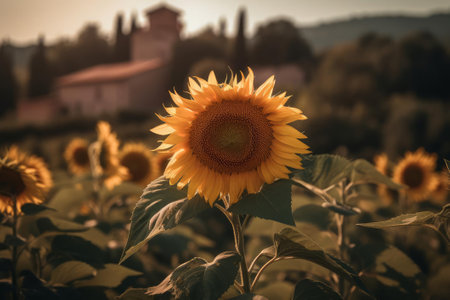 Sunflower Field Close-Up Splendor AIの素材