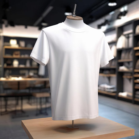 White T-Shirt Mockup Display in a clothing store AIの素材