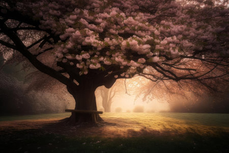 Enchanting Pink Blossom Tree, AI Generatedの素材