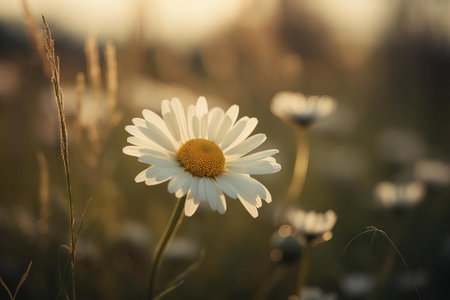White daisies with yellow center, AI Generatedの素材