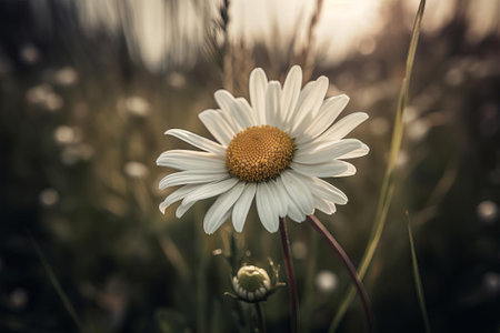 White daisies with yellow center, AI Generatedの素材