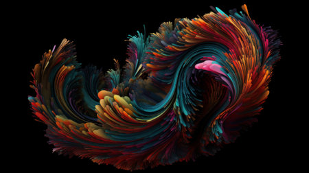 Vibrant Abstract Art on Black AI Generatedの素材