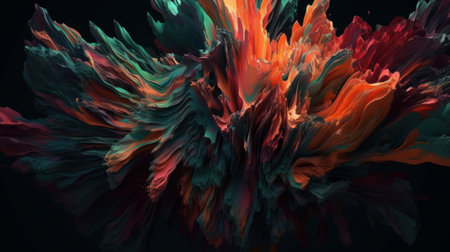 Vibrant Abstract Art on Black AI Generatedの素材