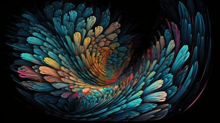 Vibrant Abstract Art on Black AI Generatedの素材