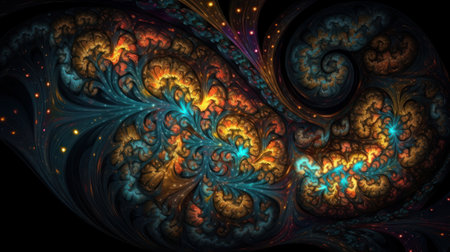Vibrant Abstract Art on Black AI Generatedの素材